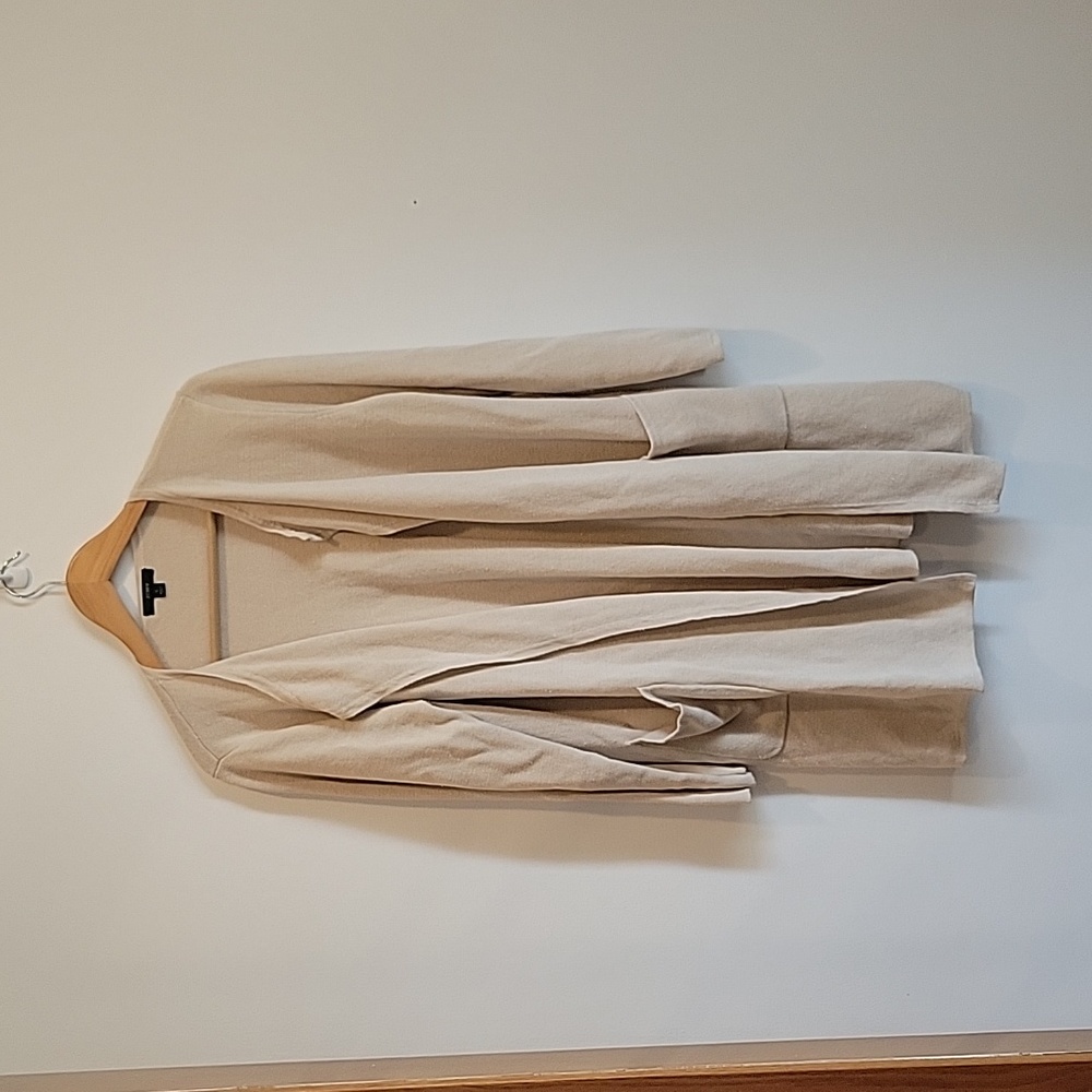 JCrew Large L Coatigan Coat Cardigan Beige